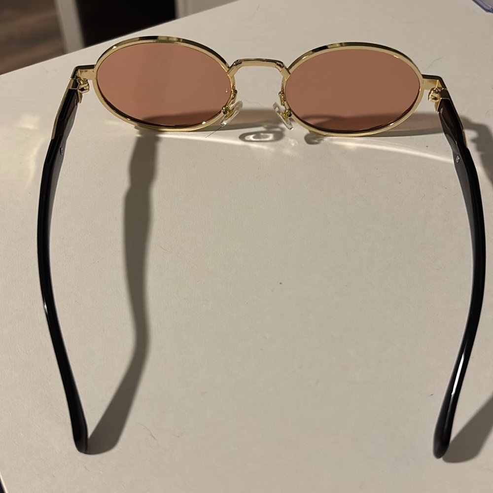 Pink and Gold Oval Shaped Sunglasses - Picture 4 of 6